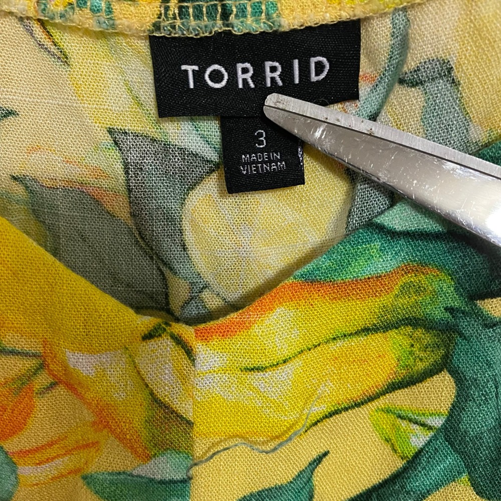 Fruitcore Torrid Midi Dress Womens 3 Yellow Lemon Print Tiered Ruffle Summer - Picture 4 of 7
